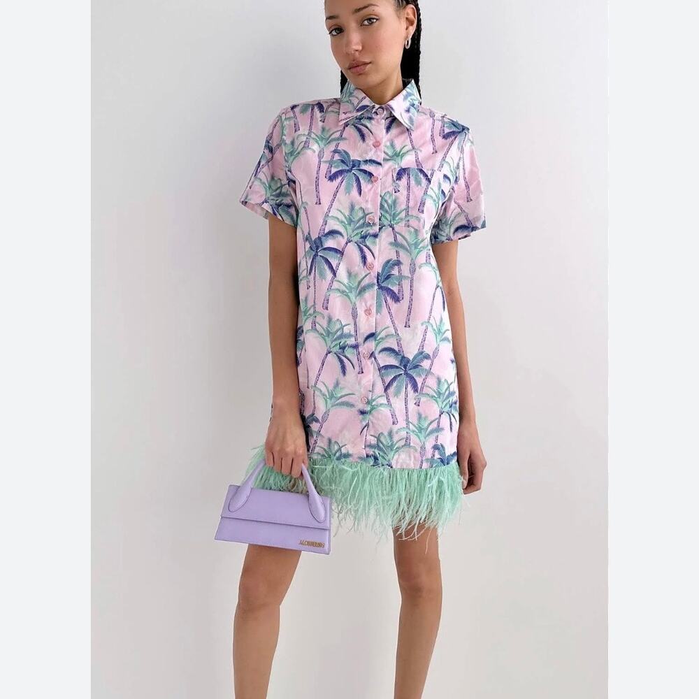 Le Superbe - Palms Camp Feathered Cotton Shirtdress - Womens Size 4